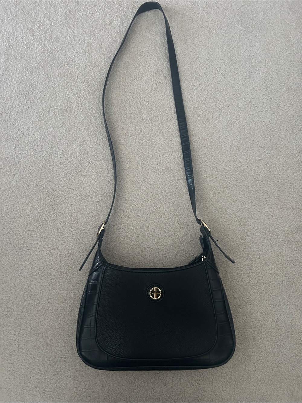 Giani Bernini Black Shoulder Bag with Gold Logo
